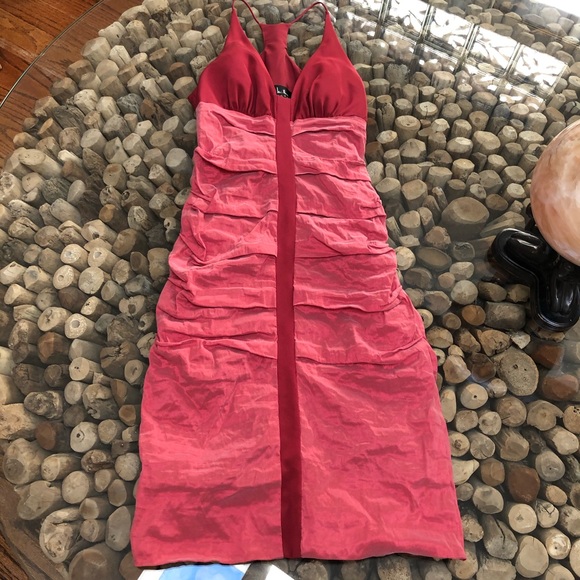Nicole Miller Coral Ruched Cocktail Dress NWT - Picture 3 of 8